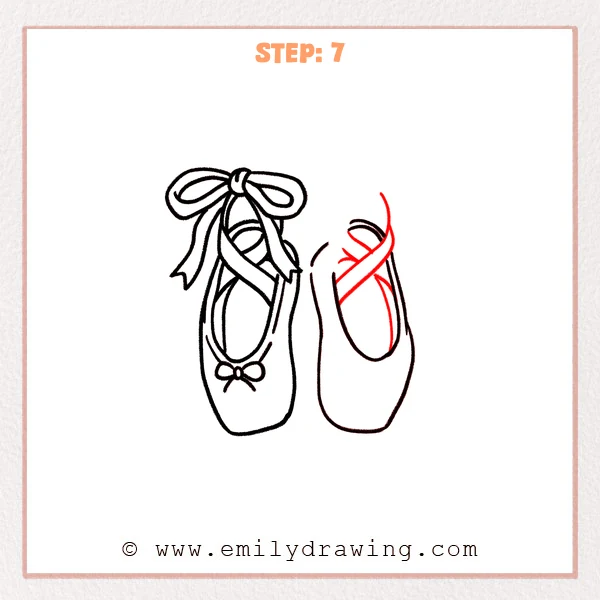 how to draw a ballet shoes - Step 7